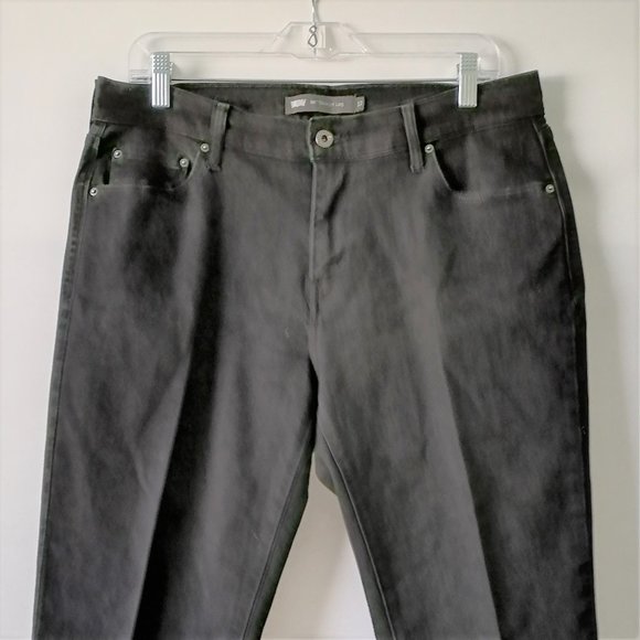 Levi's 505 Womens Black Dark Wash Denim Mid Rise Straight Leg Jeans Size 12 - Picture 2 of 8